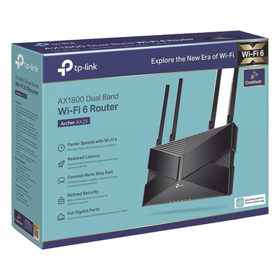 ARCHER-AX23 - Router WiFi 6 / Doble Banda AX1800 / 4 Puertos LAN Gigabit / 4 Antenas Beamforming / EasyMESH / CPU Dual-Core