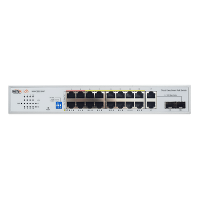 WI-PCES218GF - Switch PoE / 16 Puertos 10/100 Mbps PoE / 2 Uplink Gigabit / 1 Puerto SFP / Presupuesto PoE 250 W / Alcance 250 m (820.2 ft) / ONVIF