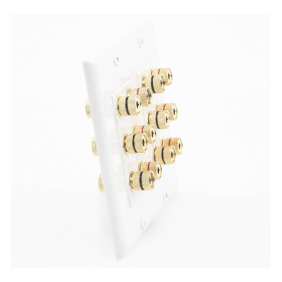 EP-WP6S - Placa de Pared | Postes de Unión Tipo Banana | Conexión para 6 Altavoces | Fácil Instalación | Conectores Chapados en Oro