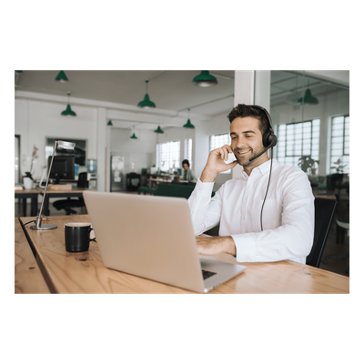 UH42-MONO-UC-USB-C/A - Auricular USB Profesional / Cancelación de Ruido con IA / Altavoz 35 mm con EQ Dinámico / USB-C con Adaptador USB-A / Control Integrado de Llamadas