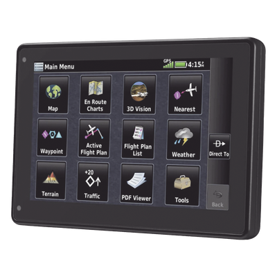 10-02303-00 - Navegador portátil aera 760, muestra información de trafico aéreo y una excelente visualización por medio de su pantalla con visión 3D touch screen.