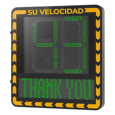 YJP7681-188-RR - Radar Medidor de Velocidad / Detección 100 m (328.1 ft) / 32 Objetivos / 3 Carriles / Pantalla LED 3000 cd/m² / IP66 / Ethernet
