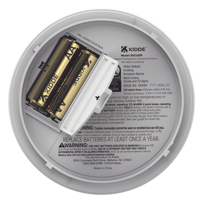 30CUDR - Detector de Humo y Monoxido (CO) Compacto Fotoeléctrico Autónomo | Batería AA Reemplazable | Modelo 21031502 | Paquete de 6