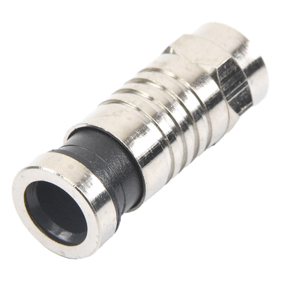 TT-CON-509-RG6 - Conector F Macho / Compresión en Línea / Cable RG-6 / Cuerpo Bronce Niquelado / Contacto Central Oro / Aislante Teflón