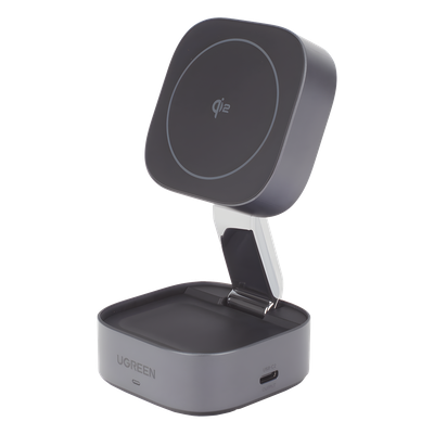 35316 - Ugreen 35316 cargador de dispositivo móvil Auriculares, Smartphone, Reloj inteligente Gris USB Cargador inalámbrico Carga rápida Interior