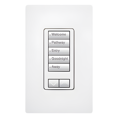 RRDHN5BRLWH - Lutron Electronics Botonera Híbrida Inalámbrica / 5 Botones Programables / Atenuador Integrado