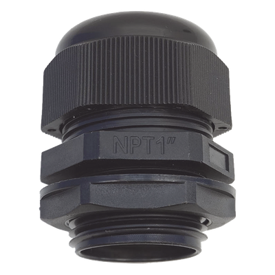 TXG-PG-100NBK - Conector Glándula Plástico / Rosca NPT 1" (25.4 mm) / Rango de Cable 16-22 mm / Color Negro / 7 Dimensiones Precisas
