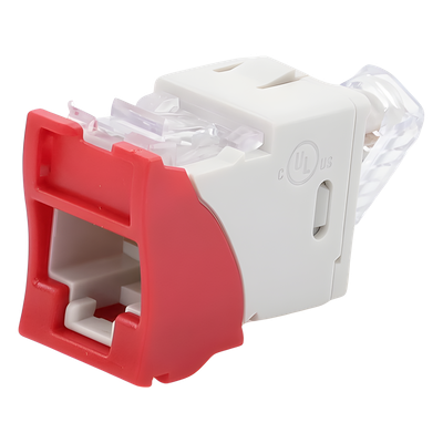 U6-H03NS - Jack Cat6 / UTP / Montaje Híbrido Plano-Angulado / Rojo / Punch Down 110