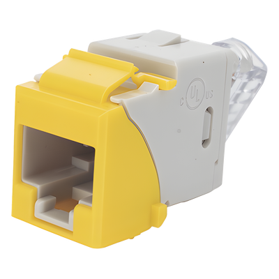 U6-H05NS - Jack de Cobre / Cat6 UTP / Montaje Híbrido Plano-Angulado / 1 Puerto RJ45 / Amarillo / -10 a 60°C