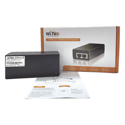 WI-POE51-48V - Inyector PoE Gigabit / 30W 802.3af/at / 48V / Alcance 100 m (328 ft) / Plug and Play / CCTV