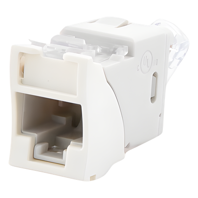 U6-H02NS - Jack Cat6 / UTP / Montaje Híbrido Plano-Angulado / 1 Puerto / Terminación 110 / Blanco / -10°C a 60°C / 22-24 AWG