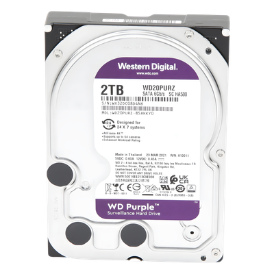 WD20PURZ - Disco Duro PURPLE de 2TB / 3 AÑOS DE GARANTÍA / Para Videovigilancia