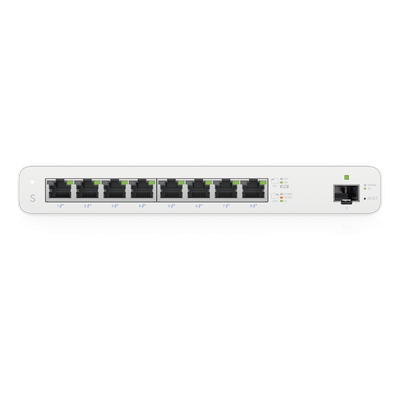 UISP-S - Switch PoE Pasivo / 8 Puertos GbE / 1 Puerto SFP / 110 W (27 V) / 30 W por Puerto / Aislamiento de Puertos / DHCP Snooping