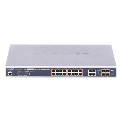 WGSW-20160HP - Switch Administrable 16 puertos 10/100/1000 802.3at PoE 230W y 4 puertos GigabitTP/SFP Combo