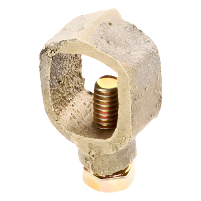 TG-SC - Conector de Tierra Física / Varilla hasta 3/4" / Cable 1/0 AWG / Bronce / Baja Resistencia Eléctrica / Jaula de Faraday