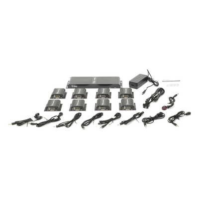 TT718PRO - Kit Divisor y Extensor HDMI (Extender Splitter) / Divide 1 Fuente HDMI a 8 Pantallas / Extiende la señal HDMI hasta 40 m / Resolución 1080P @ 60 Hz / Cat 6/6a/7 / Uso 24/7 / Salida Loop en el Tx / IR / Alimente solo el Tx (PoC).
