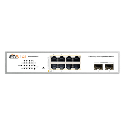 WI-PCES310GF - Switch PoE Administrable / 8 Puertos Gigabit PoE af/at / 2 x SFP Gigabit / Presupuesto PoE 120 W / Administración Cloud