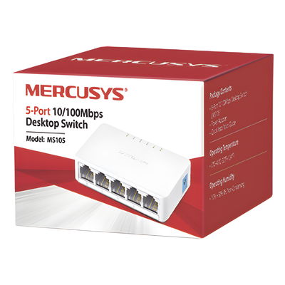 MS105 - Mercusys MS105 dispositivo de redes No administrado Fast Ethernet (10/100) Blanco, Bidireccional completo (Full duplex)
