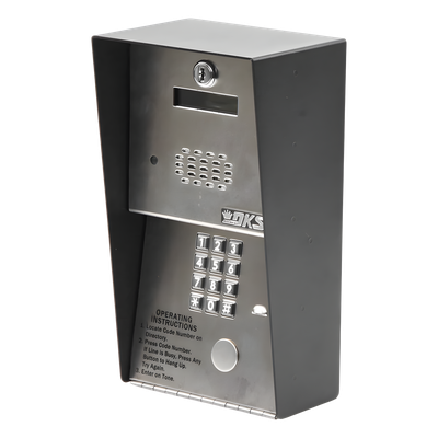 1802-082 - Audioportero Telefónico DKS Para 600 números Telefónicos / Control Para 2 Puertas / Gabinete Para Sobreponer/ Marcación a 16 Digitos / Linea Análoga o Digital