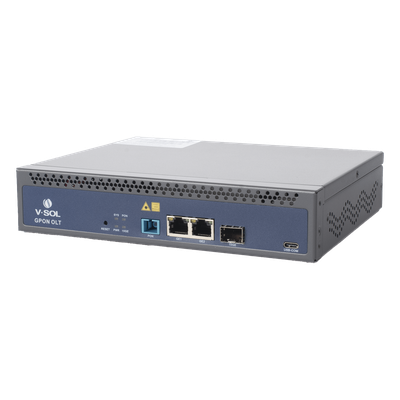 V1600GS-F - OLT GPON / 1 Puerto PON SC/UPC / 128 ONUs / 3 Puertos Uplink / 20 km (12.4 mi) / Redundancia AC/DC / Rack