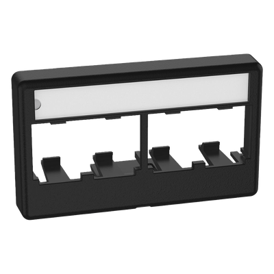 CFFPL4BL - Placa de Mobiliario Modular / 4 Puertos Mini-Com / ABS Negro / 2.9x0.88x1.77 pulg (73.66x22.35x44.95 mm)