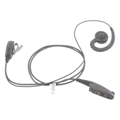 TX-300M-H02 - Micrófono de Solapa con Audífono / Cable Kevlar Reforzado / PTT Integrado / Clip Giratorio 360° / Gancho PTE Médico