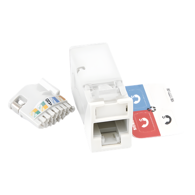 Z6A-02B - Jack Cat6A / UTP / Montaje Híbrido Plano-Angulado / Alta Densidad / Blanco / Versión Bulk