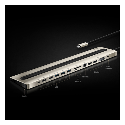 UH3237 - Docking Station USB-C / 13 Dispositivos Simultáneos / Dual Video 4K/60 Hz / USB 3.2 Gen 1 / Ethernet Gigabit / Power Pass-Through 85 W