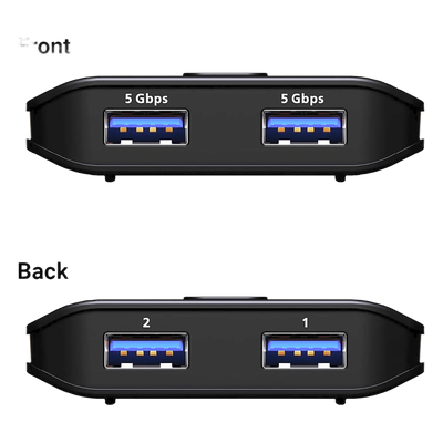 US4322 - Switch USB 3.2 Gen 1 Essentials | 2 Puertos USB Tipo-A | 2 Computadoras | 5 Gbps | InstaSync | Botón Físico | Diseño Compacto | Plug-and-Play