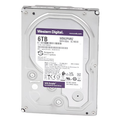 WD62PURZ - Disco Duro PURPLE de 6TB / 3 AÑOS DE GARANTÍA / Para Videovigilancia