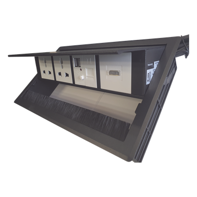 THMC-HBOX - Caja Hub de Escritorio / 2 Contactos Universales / HDMI + RJ45 Cat6 / 2 USB Carga / Cable 1.80 m (5.9 ft) / IP20
