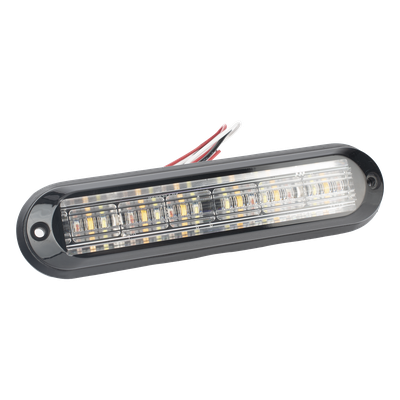 XLT1835RWA - Luz Auxiliar / 18 LEDs / Tricolor Rojo/Claro/Ámbar / IP67 / Ultra Brillante / 142.6×36×14 mm