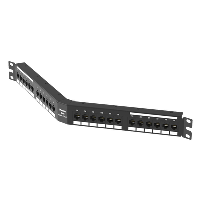 DPA24688TGY - Panel de Parcheo de Impacto / Angulado / Categoría 6 / 24 Puertos / 1UR / 19"
