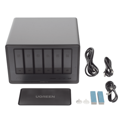 25898B - Ugreen DXP6800 Pro NAS Escritorio Intel® Core™ i5 8 GB DDR5 Gris, Negro
