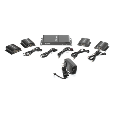 TT714PRO - Kit Divisor y Extensor HDMI (Extender Splitter) / Divide 1 Fuente HDMI a 4 Pantallas / Extiende la señal HDMI hasta 40 m / Resolución 1080P @ 60 Hz / Cat 6/6a/7 / Cero Latencia / Salida Loop en el Tx / IR / Alimente solo el Tx (PoC).