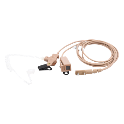 V1-10266 - Kit Micrófono-Audífono Profesional / 2 Cables / Tubos Acústicos Transparentes / Compatible KENWOOD NX-340/320/420/TK-3230/3000/3402/3312/3360/3170 / PTT Integrado / VOX Modo Convencional