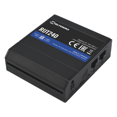 RUT240 - Teltonika Router LTE, Slot para SIM, 2 puertos Ethernet 10/100 Mbps, Wi-Fi 2.4 GHz, Interfaz