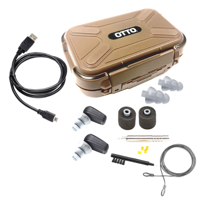 V4-11029 - Tapones auditivos electrónicos / Detección y filtrado de voz / Atenuación 40 dB / Amplificación 5x / IP67 / 16 horas batería