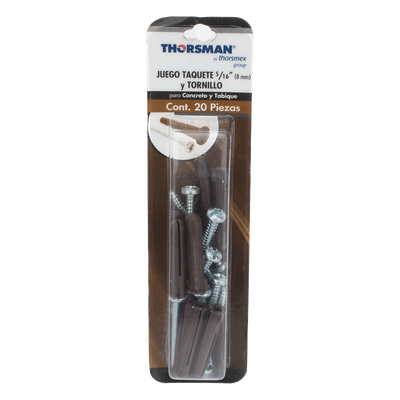 TP-2B-KIT - Kit de Fijación / Taquetes Doble Expansión / 10 Piezas / Tornillos 10 mm x 1 3/4" (44.5 mm) / Carga 120 kg