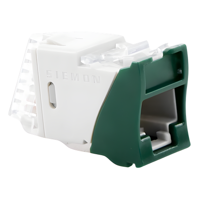 U6A-H07NS - Jack / Cat6A UTP / Montaje Híbrido Plano-Angulado / Verde / Punch-Down 110 / RJ45