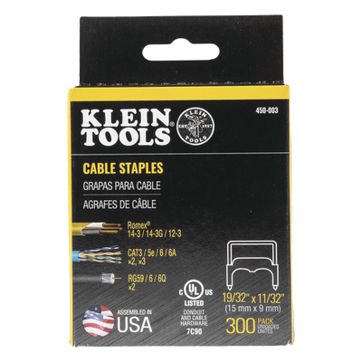 450-003 - Klein Tools Grapas para cable / Aislamiento plástico UL / 300 piezas 450-003