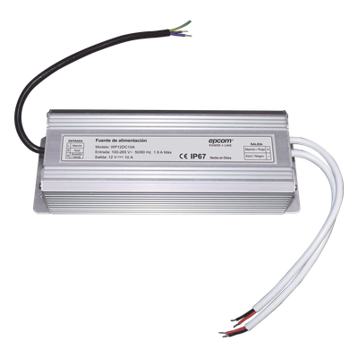 WP12DC10A - Fuente de Alimentación IP67 / 12 VCC Regulado / 10 A Totales / 2 Salidas / Entrada 100-265 VCA / Operación -10°C a 50°C