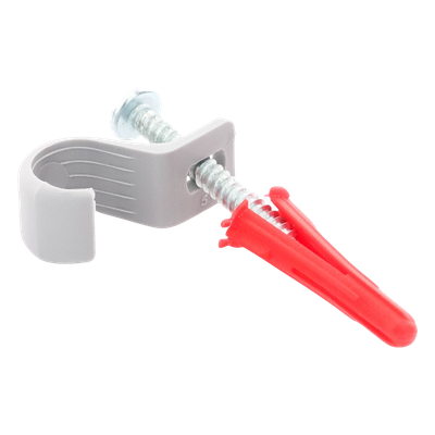 TK-1420 - Kit de fijación / 8 grapas + tornillos + taquetes / Tubo 1/2" / Polietileno flexible / -10°C a +120°C / Interior y exterior