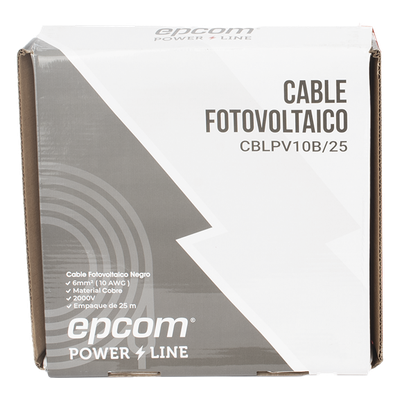 KIT2CBLPV10RB/25 - Kit de 2 rollos de 25 metros de cable fotovoltaico de cobre, rojo y negro, calibre 10 AWG (6mm²), Tipo PV, 1000/2000 V y 120°C.