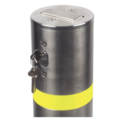 XB-900-FL - Bolardo Desmontable / Acero Inoxidable SS304 / 900 mm (2.95 ft) Altura / 114 mm Diámetro / 3 mm Espesor / Punta Plana