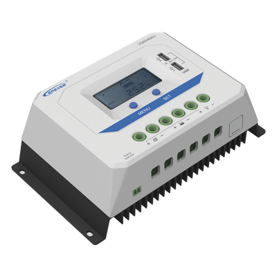 VS6048AU - Controlador de Carga Solar PWM / 60A / Auto 12/24/36/48V / Pantalla LCD / USB Dual 5V 2.4A / Tierra Positivo Común