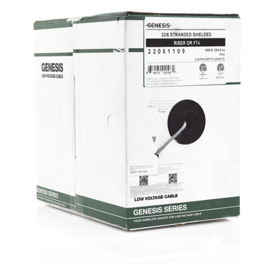 2206-5509 - Bobina de 152 Metros (500 Pies) de Cable / 6 x 22 AWG BLINDADO / Riser / Color Gris / Para Aplicaciones de Audio, Seguridad y Control