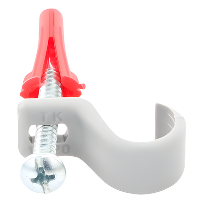 TK-1420 - Kit de fijación / 8 grapas + tornillos + taquetes / Tubo 1/2" / Polietileno flexible / -10°C a +120°C / Interior y exterior