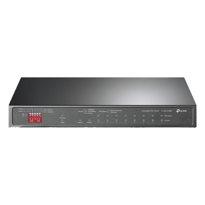 TLSG1210MP - Switch PoE+ No Administrable de Escritorio / 10 Puertos / 8 Puertos PoE+ 802.3af/at / Presupuesto 123 W / Alcance Extendido 250 m (820 pies) / Rendimiento 20 Gbps