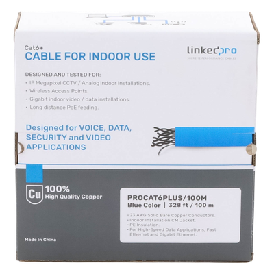 PRO-CAT-6-PLUS/100M - Linkedpro By Epcom Cable Cat6+ / Calibre 23 / 100m (328.08 ft) PRO-CAT-6-PLUS/100M